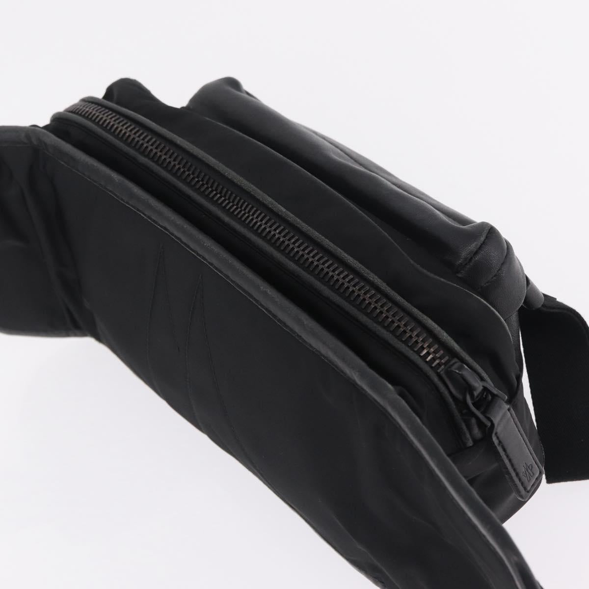 Moncler Waist Bag Nylon Leather Black Auth RV039