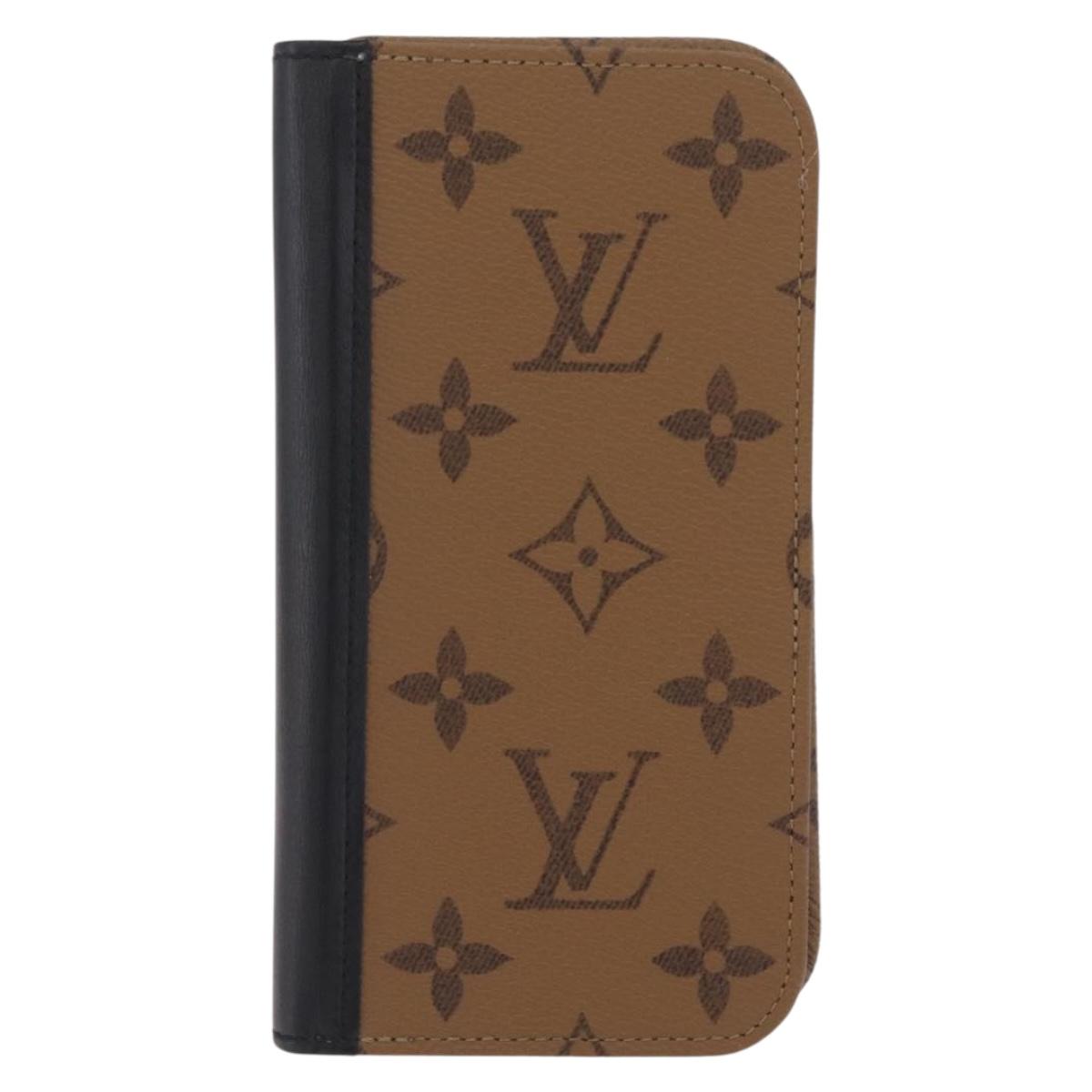 LOUIS VUITTON Reverse IPhone 15 Pro Folio Cell Phone Case M82892 LV Auth RV053