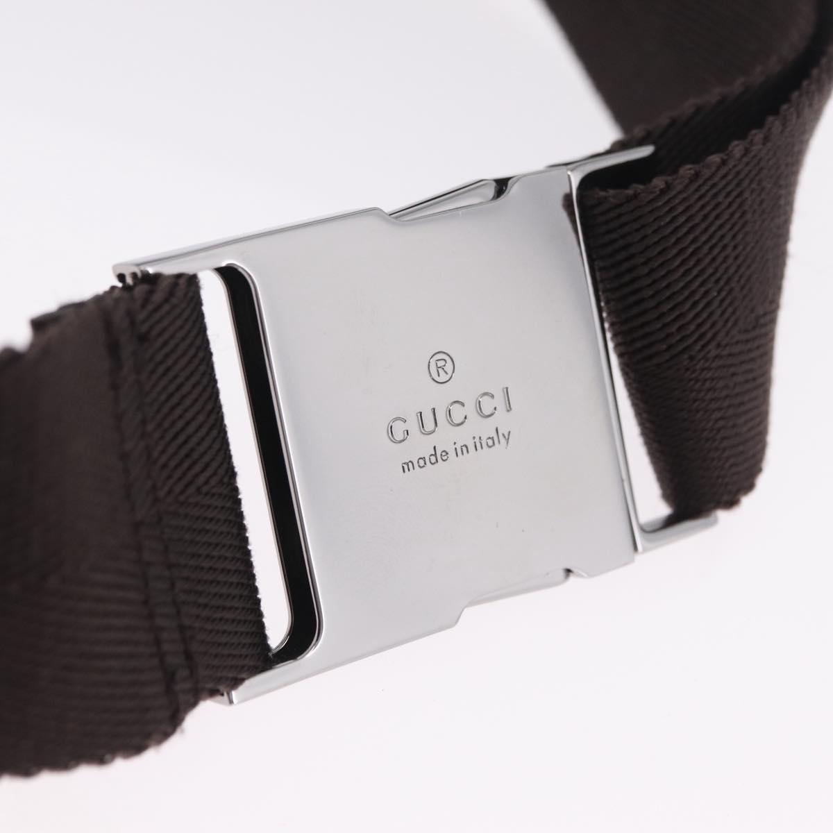 GUCCI GG Canvas Waist Bag Beige Silver 28566 Auth RV064A