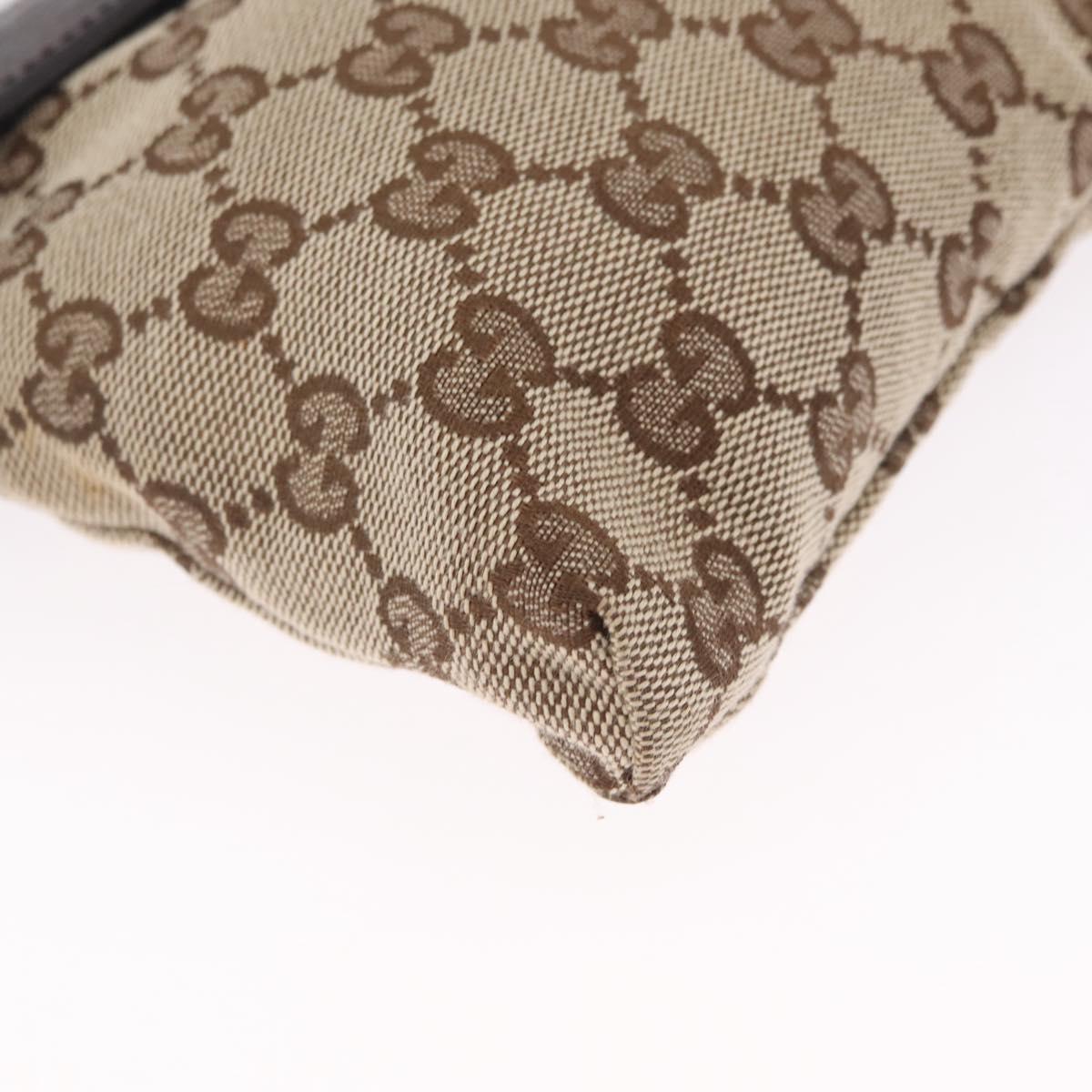 GUCCI GG Canvas Waist Bag Beige Silver 28566 Auth RV064A