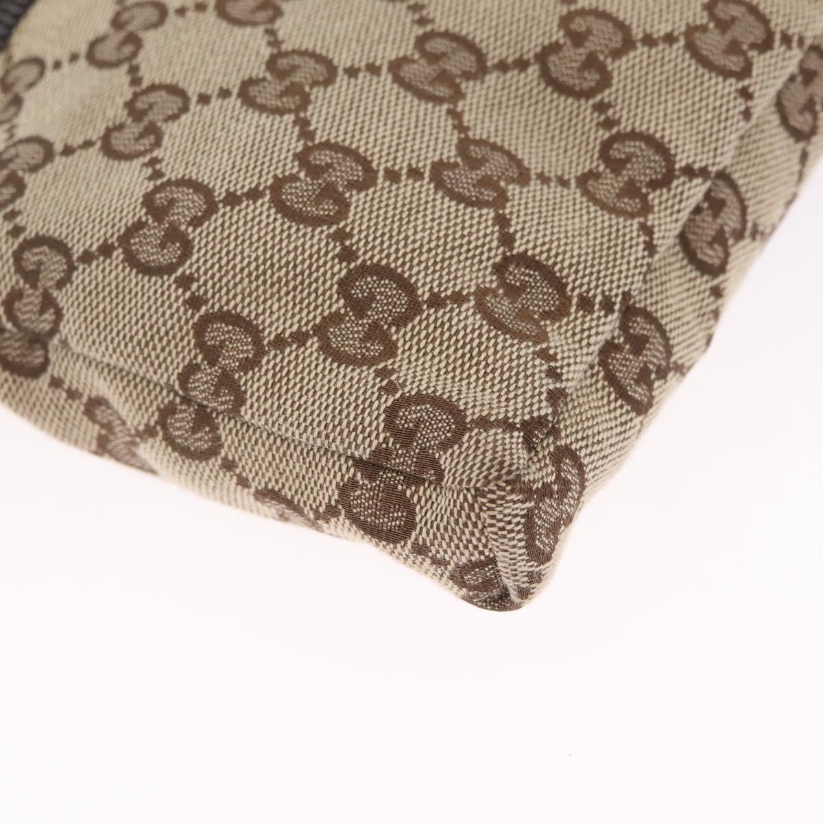 GUCCI GG Canvas Waist Bag Beige Silver 28566 Auth RV064A