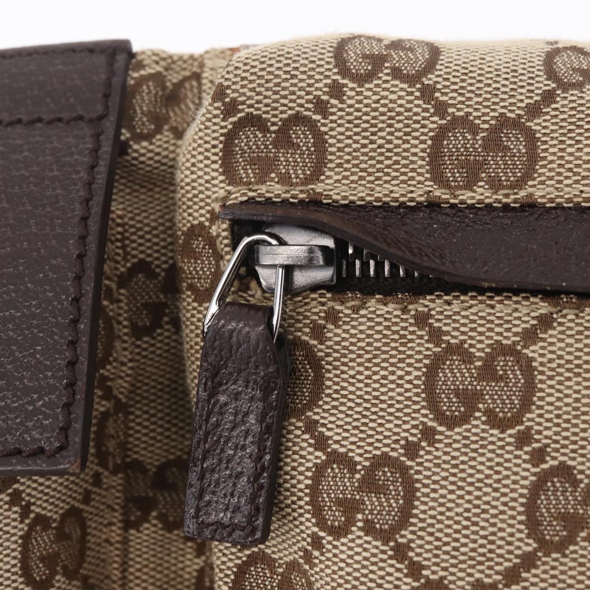GUCCI GG Canvas Waist Bag Beige Silver 28566 Auth RV064A