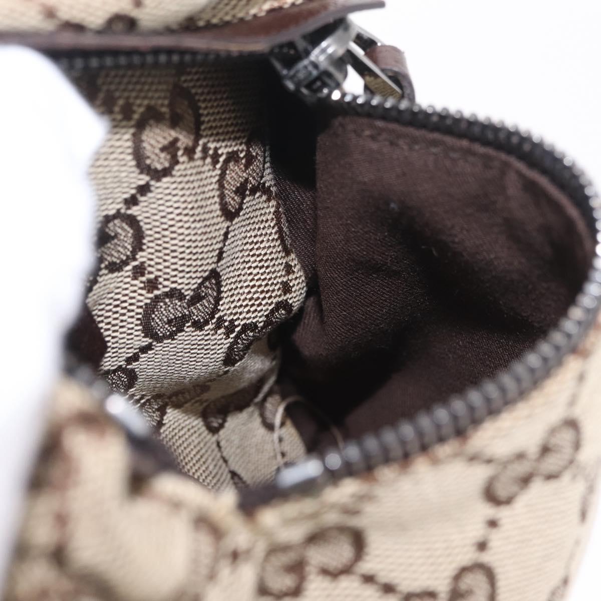 GUCCI GG Canvas Waist Bag Beige Silver 28566 Auth RV064A