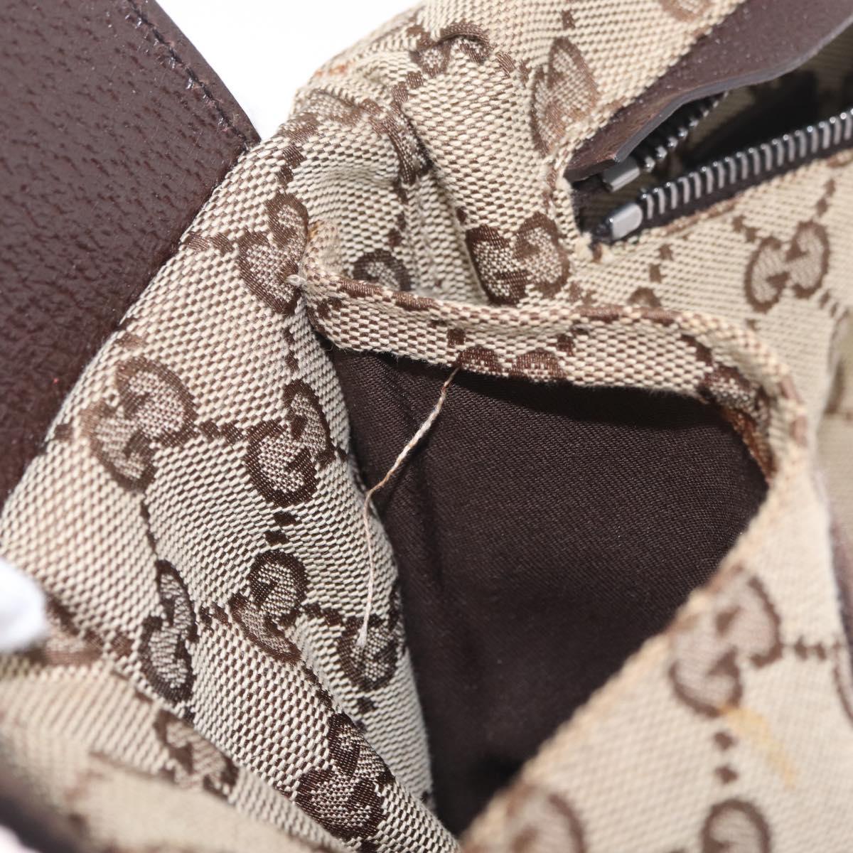 GUCCI GG Canvas Waist Bag Beige Silver 28566 Auth RV064A