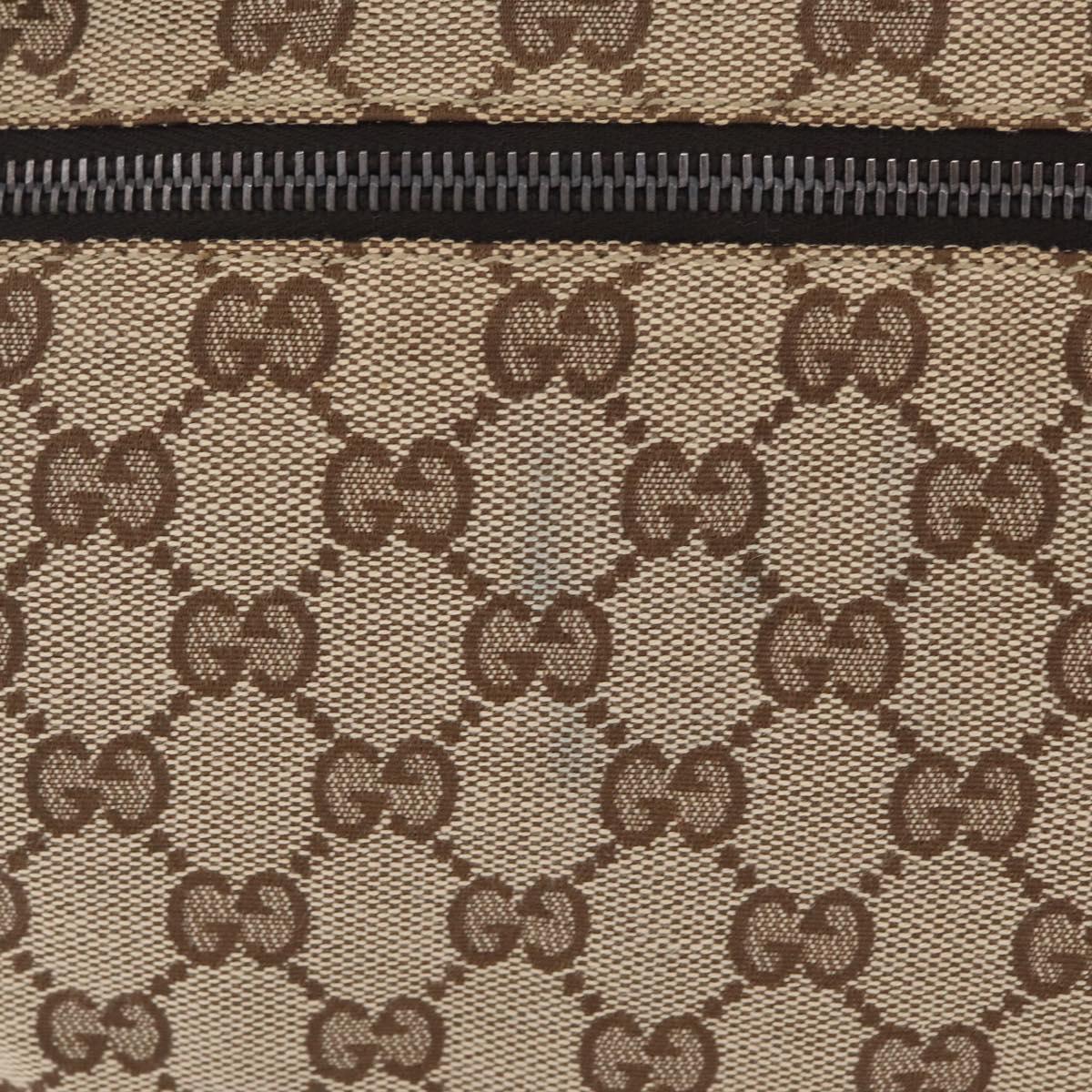 GUCCI GG Canvas Waist Bag Beige Silver 28566 Auth RV064A