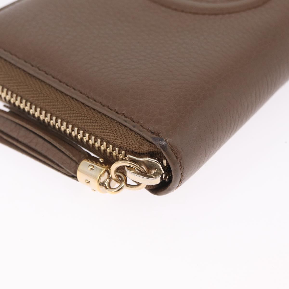 GUCCI Soho Interlocking Round Zip Wallet Leather Brown Gold 308004 Auth RV065