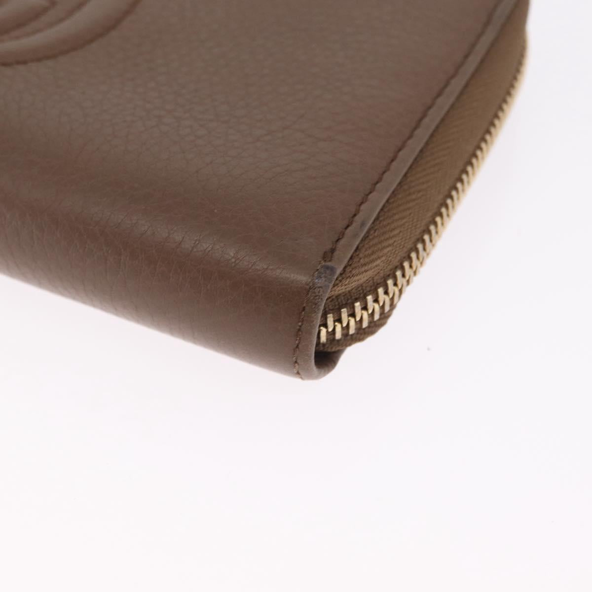 GUCCI Soho Interlocking Round Zip Wallet Leather Brown Gold 308004 Auth RV065