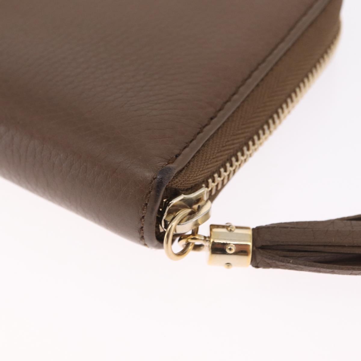 GUCCI Soho Interlocking Round Zip Wallet Leather Brown Gold 308004 Auth RV065