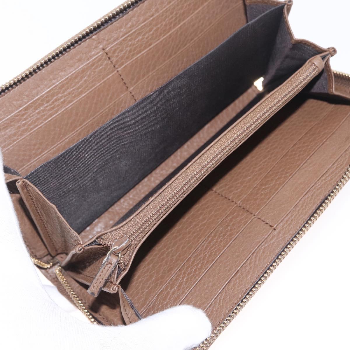 GUCCI Soho Interlocking Round Zip Wallet Leather Brown Gold 308004 Auth RV065