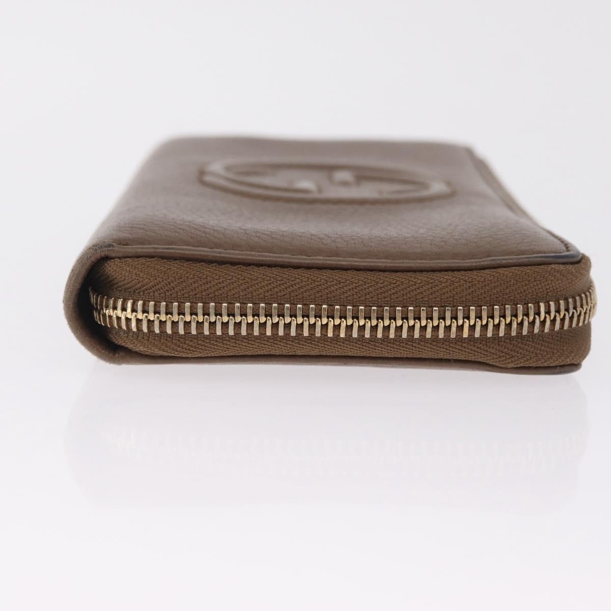 GUCCI Soho Interlocking Round Zip Wallet Leather Brown Gold 308004 Auth RV065