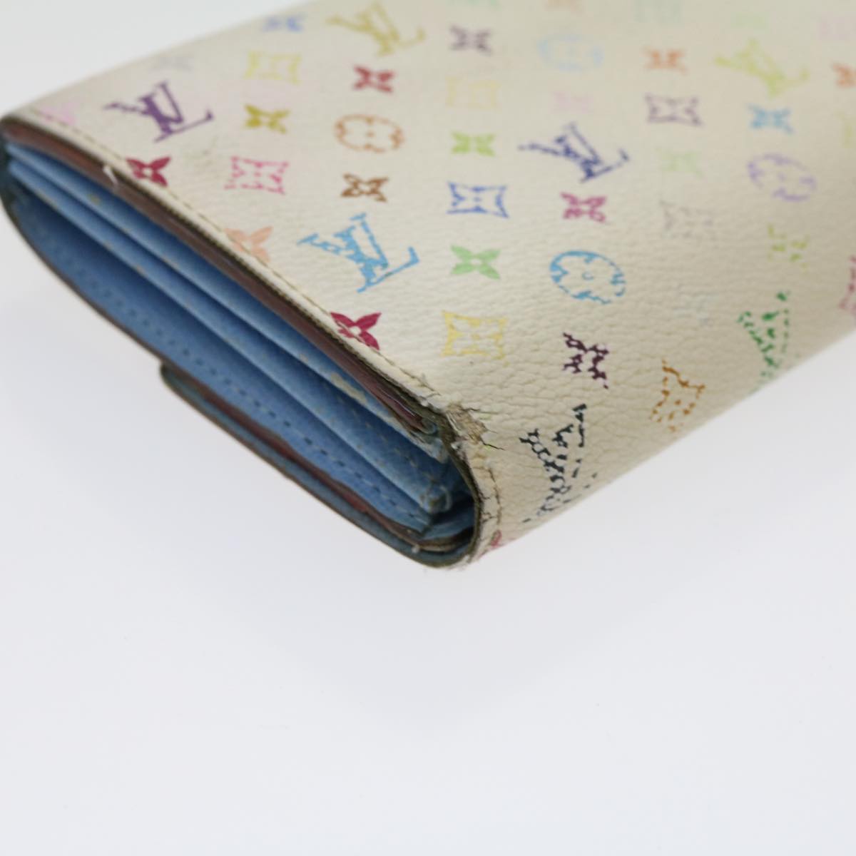 LOUIS VUITTON Multicolor Portefeuille Sarah Long Wallet White M93532 Auth rz436