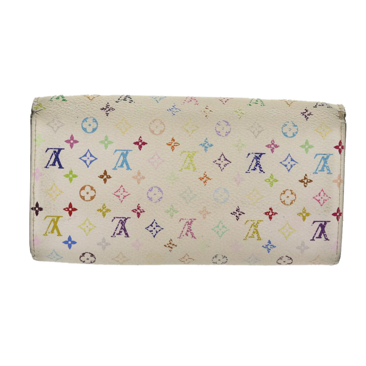 LOUIS VUITTON Multicolor Portefeuille Sarah Long Wallet White M93532 Auth rz436