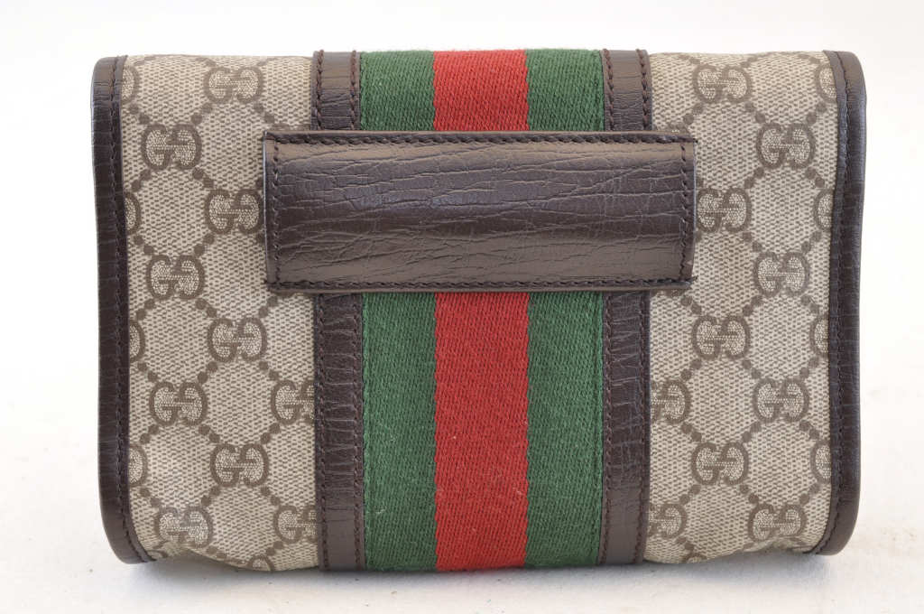 GUCCI GG Canvas Sherry Line Web Waist Bag Bum Bag Brown Auth am1103s