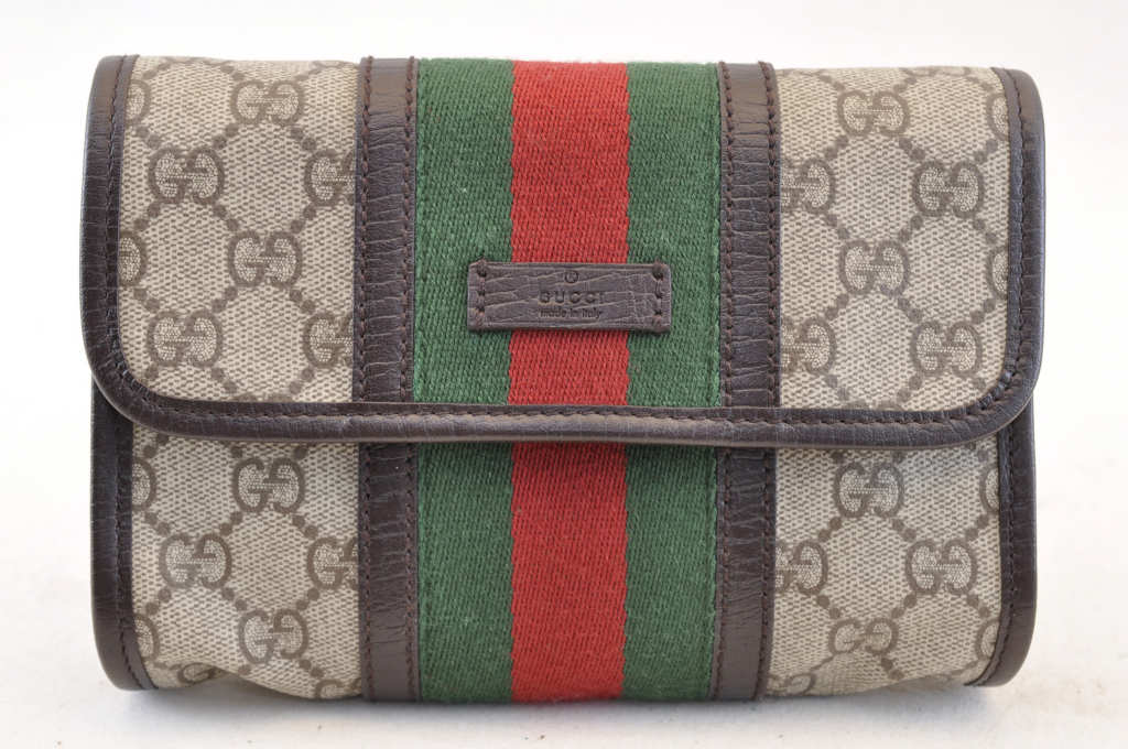 GUCCI GG Canvas Sherry Line Web Waist Bag Bum Bag Brown Auth am1103s