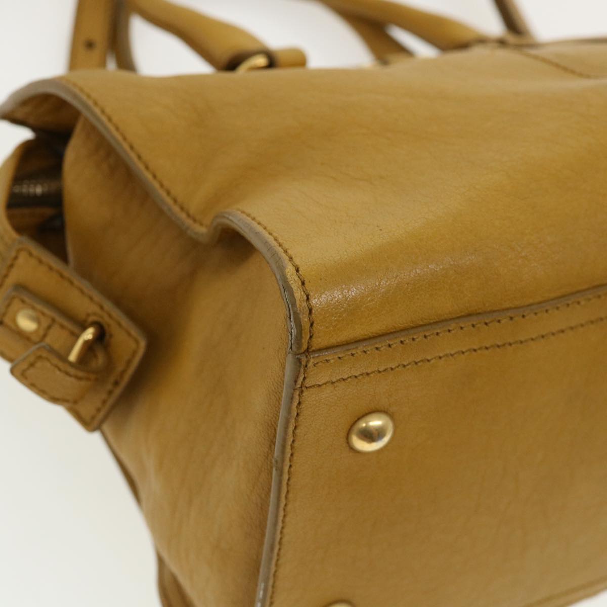 SAINT LAURENT Hand Bag Leather 2way Yellow Auth am1348s