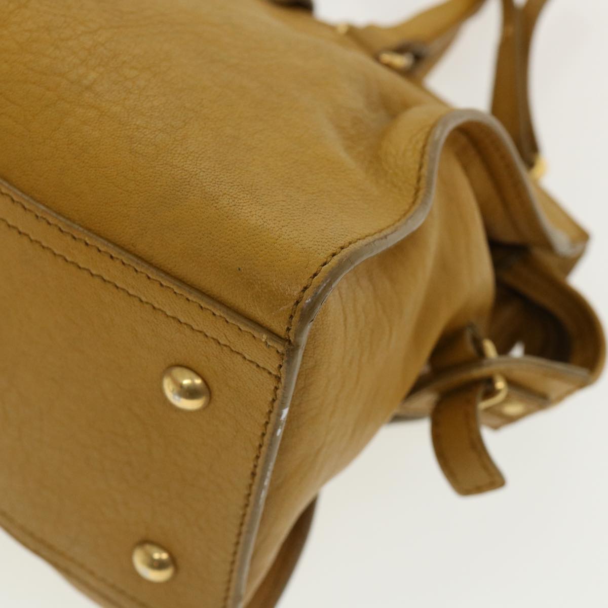 SAINT LAURENT Hand Bag Leather 2way Yellow Auth am1348s