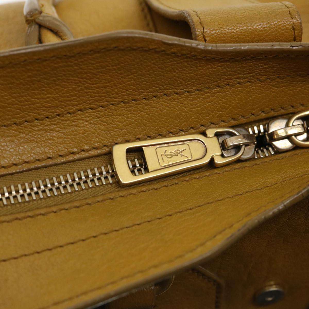 SAINT LAURENT Hand Bag Leather 2way Yellow Auth am1348s