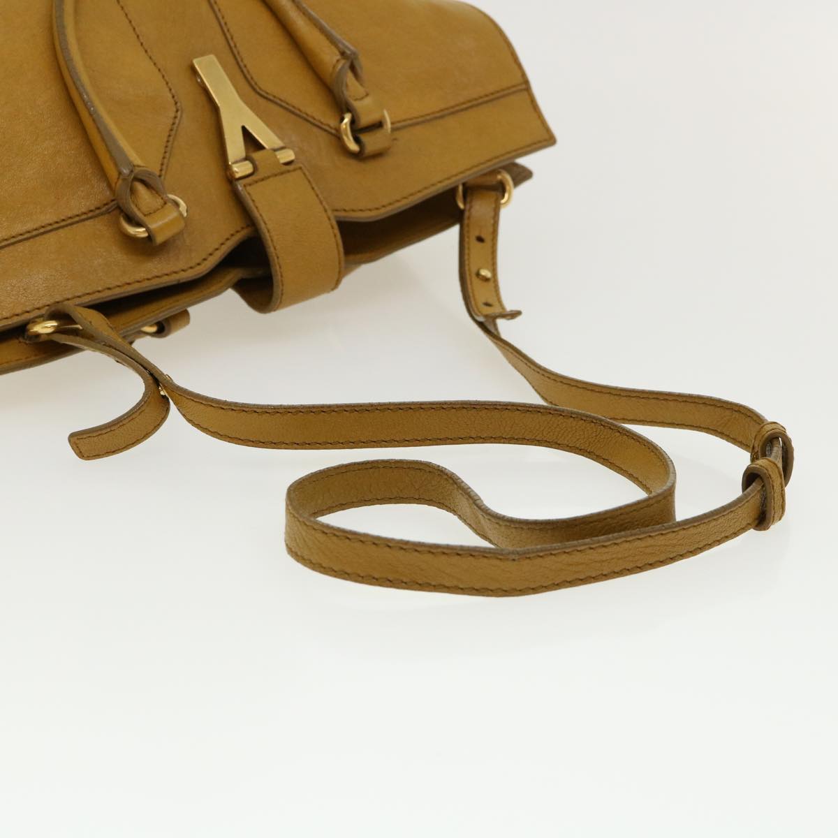 SAINT LAURENT Hand Bag Leather 2way Yellow Auth am1348s