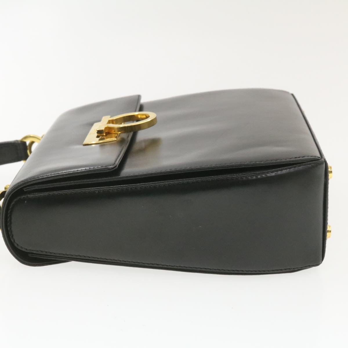 Salvatore Ferragamo Gancini Hand Bag Leather 2way Black Auth am319s