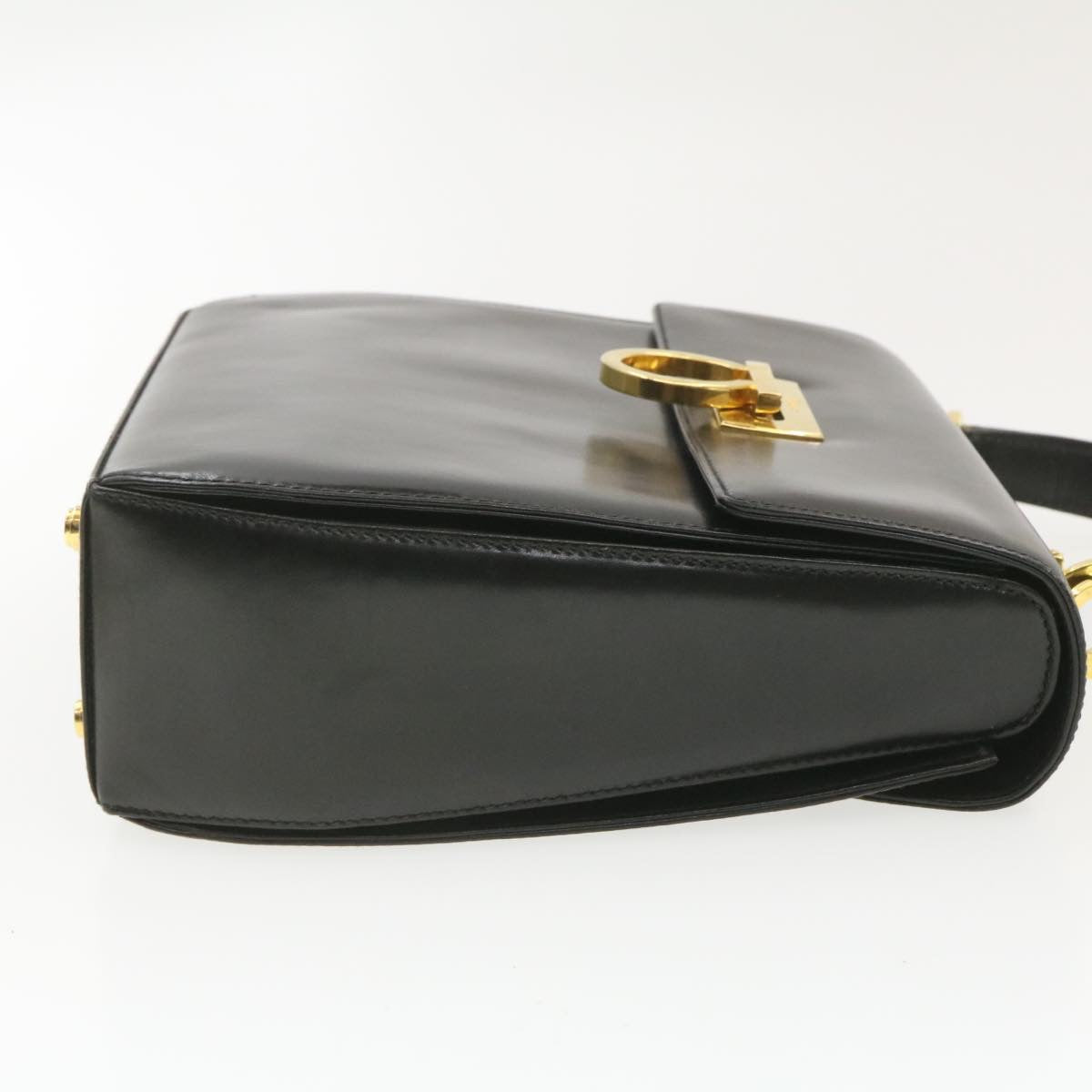 Salvatore Ferragamo Gancini Hand Bag Leather 2way Black Auth am319s