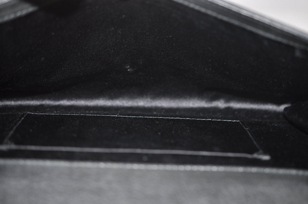 SAINT LAURENT Clutch Bag Leather Black Auth am572s