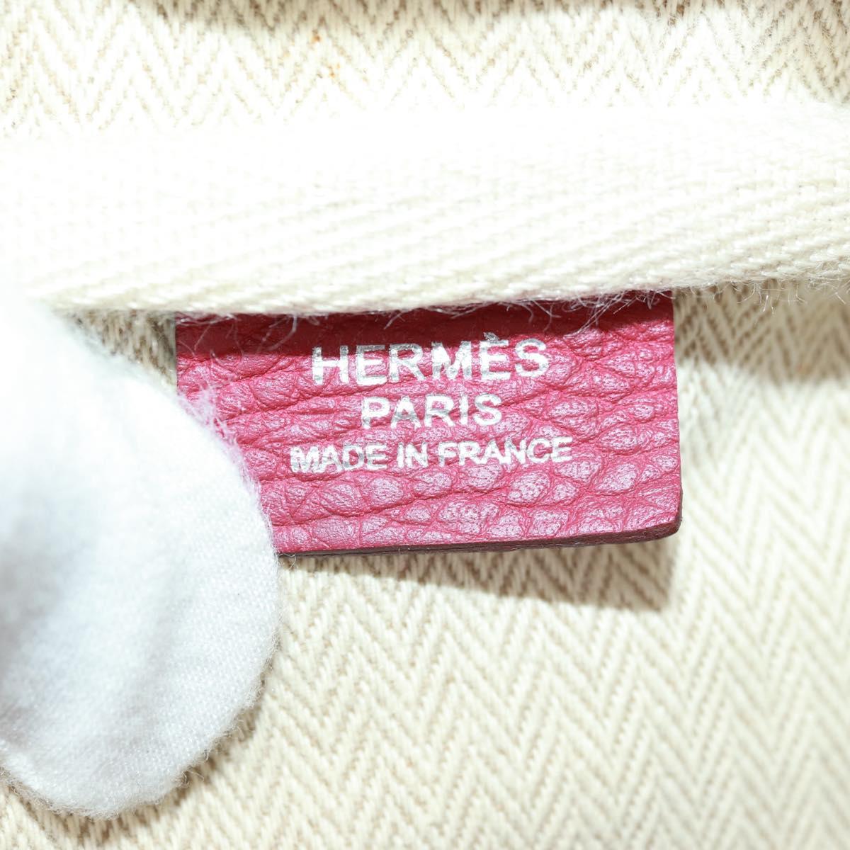 HERMES Victoria 35 Tosca Hand Bag Taurillon Leather Red Silver Auth SK005SM