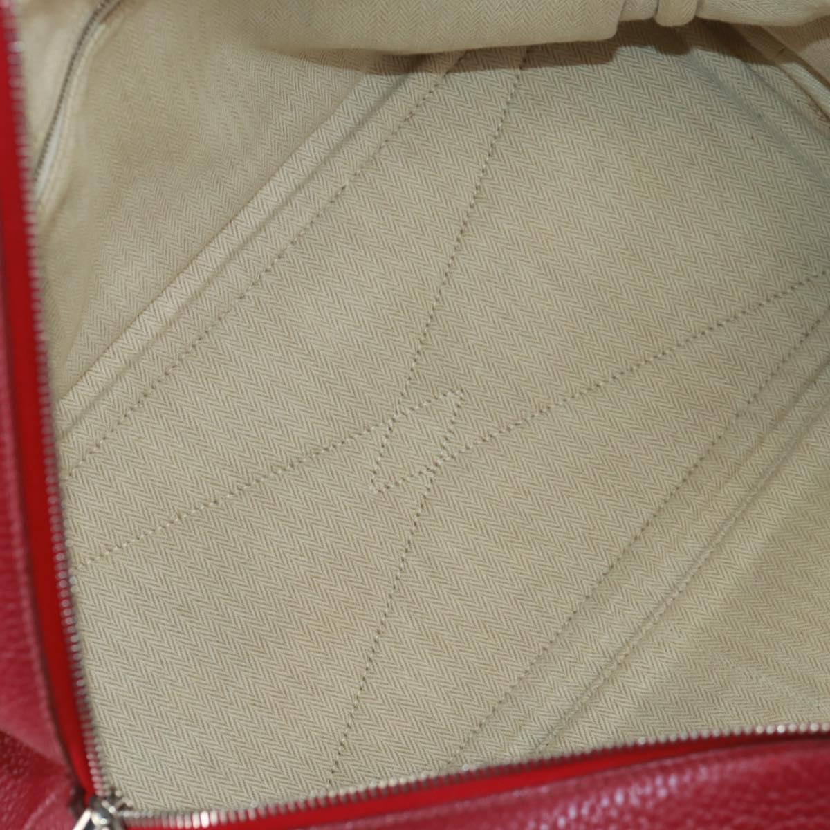 HERMES Victoria 35 Tosca Hand Bag Taurillon Leather Red Silver Auth SK005SM