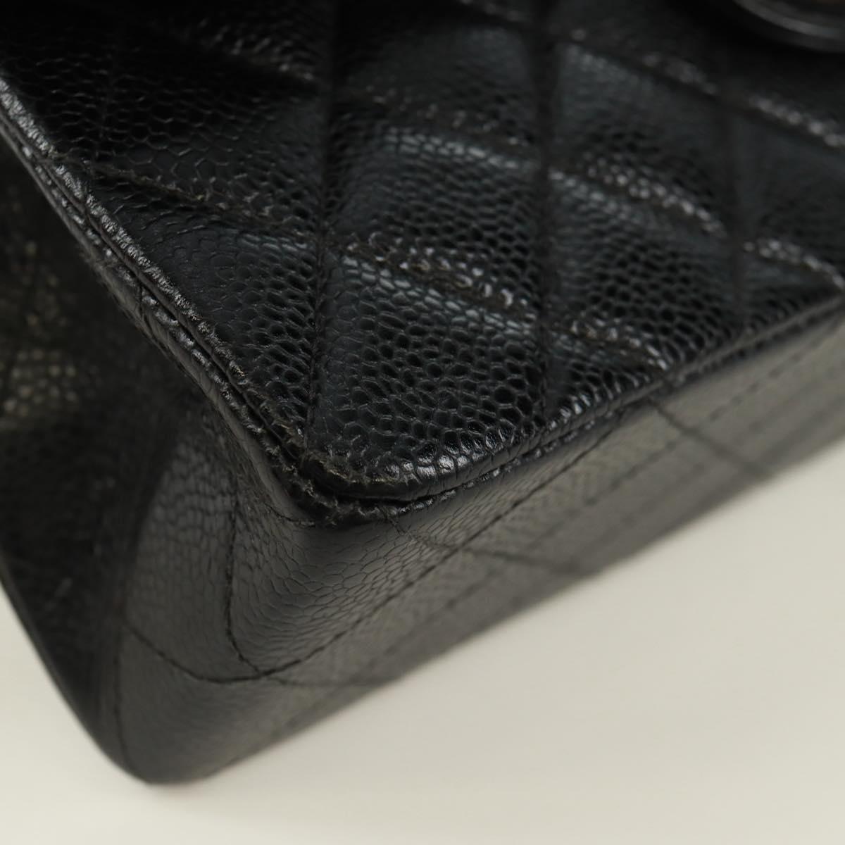 CHANEL Double Flap Double Chain Matelasse 23 Bag Caviar Skin CC Auth SK011SM