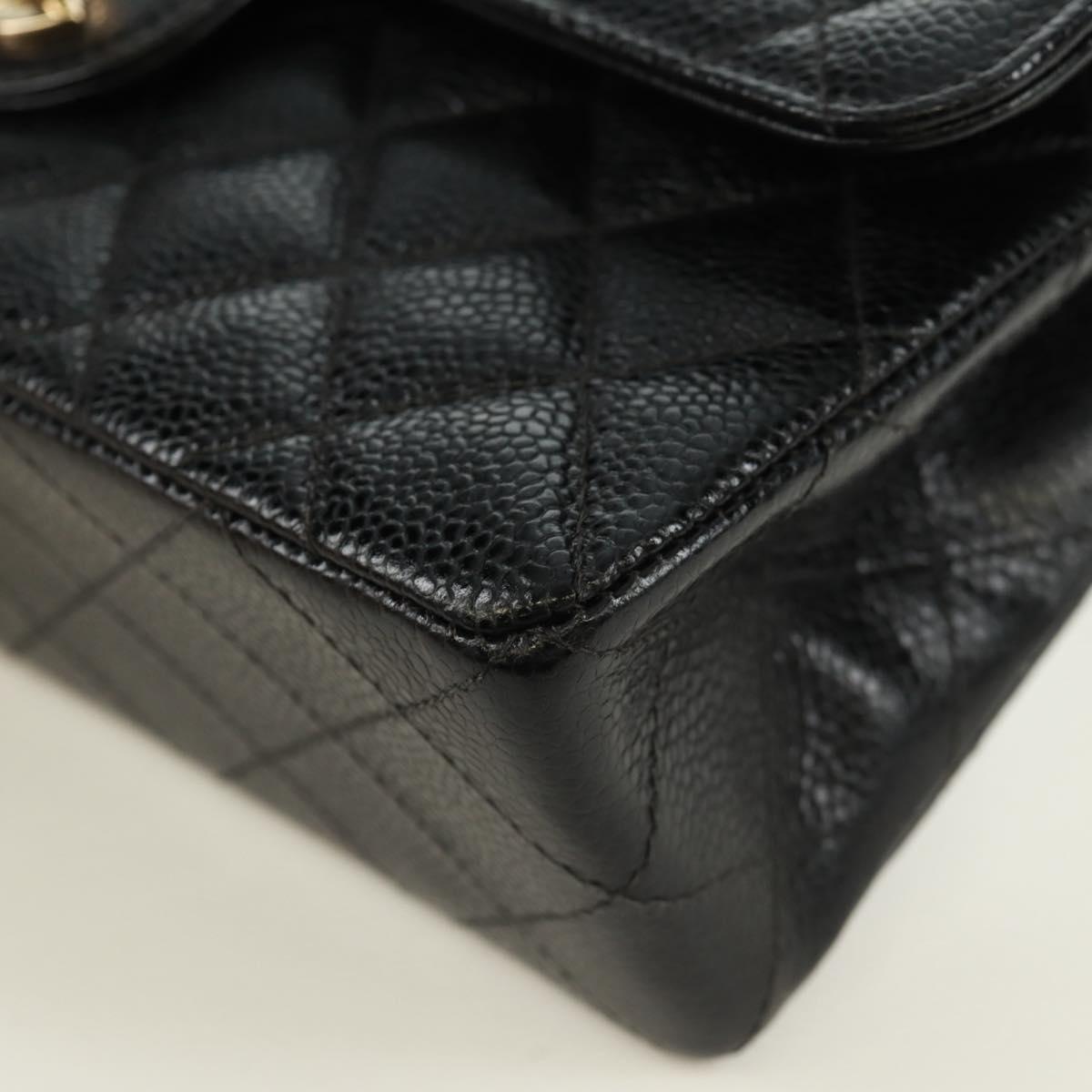 CHANEL Double Flap Double Chain Matelasse 23 Bag Caviar Skin CC Auth SK011SM