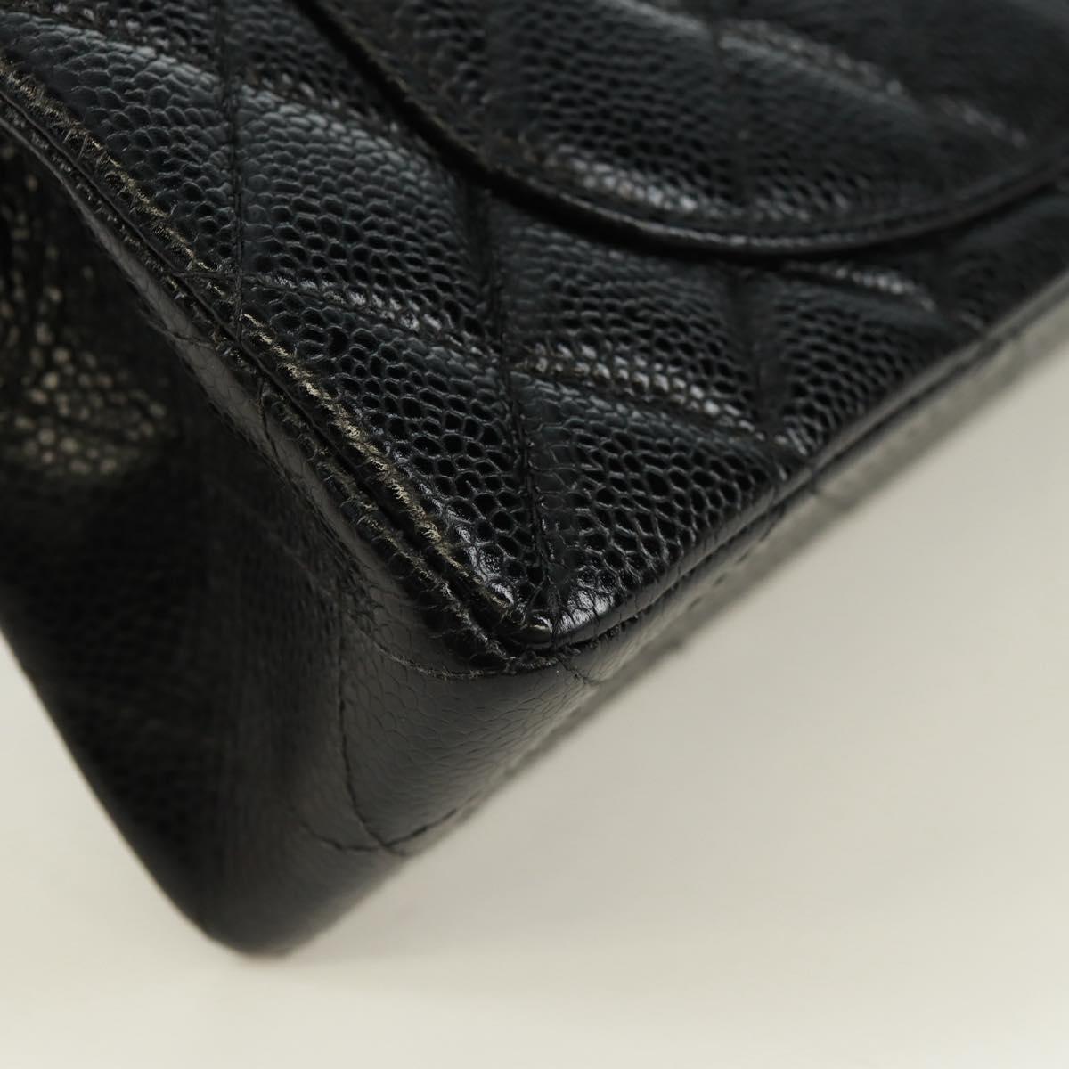 CHANEL Double Flap Double Chain Matelasse 23 Bag Caviar Skin CC Auth SK011SM