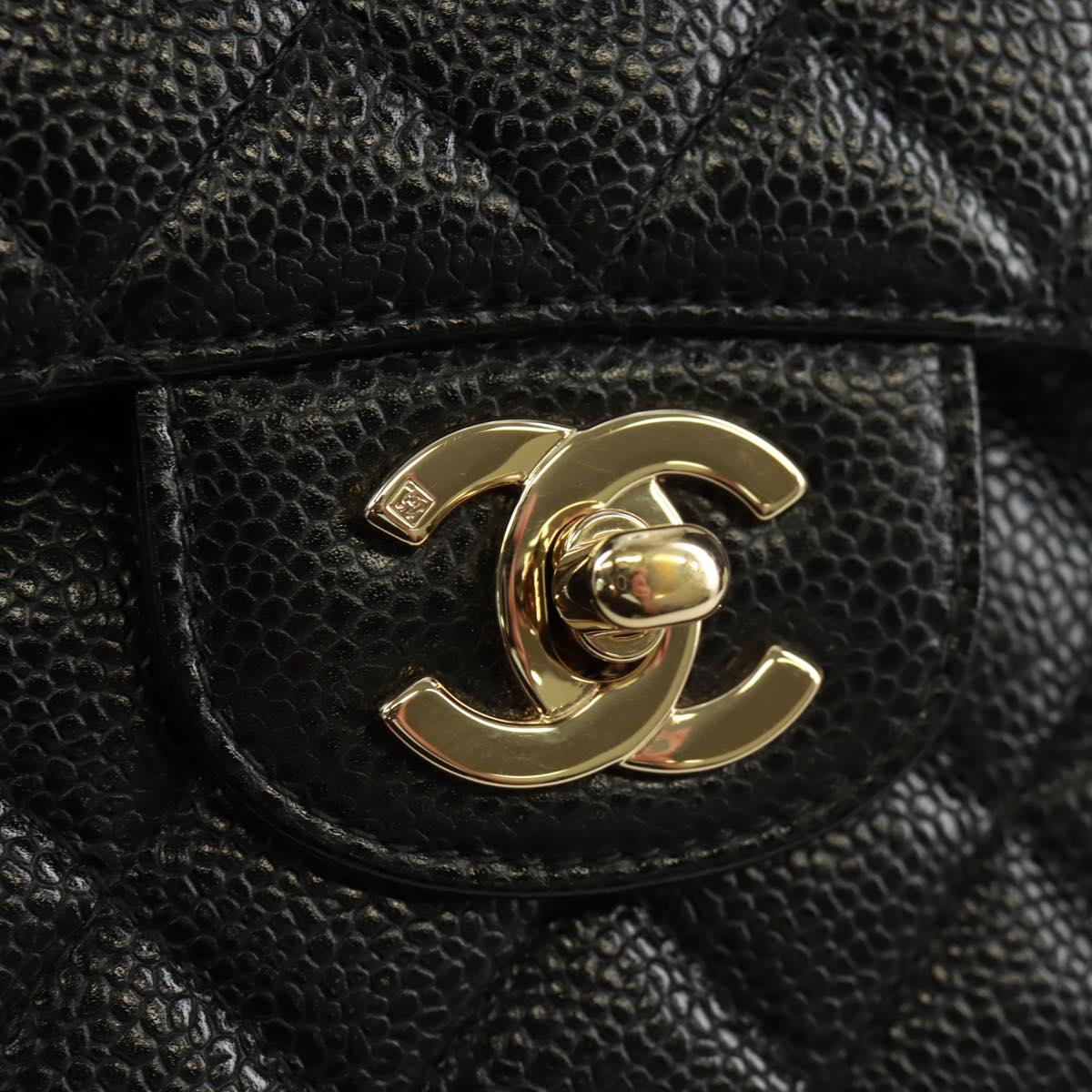 CHANEL Double Flap Double Chain Matelasse 23 Bag Caviar Skin CC Auth SK011SM