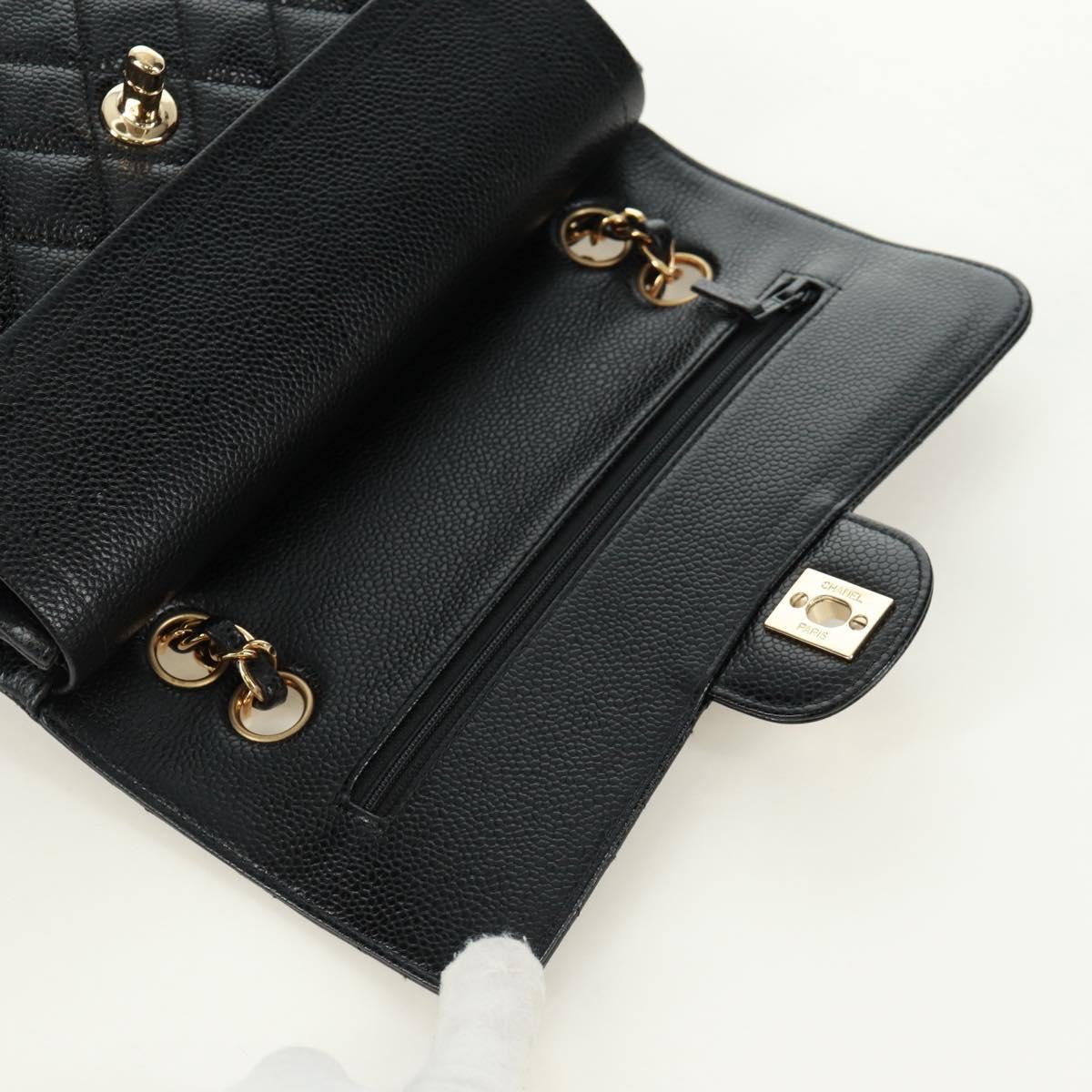 CHANEL Double Flap Double Chain Matelasse 23 Bag Caviar Skin CC Auth SK011SM