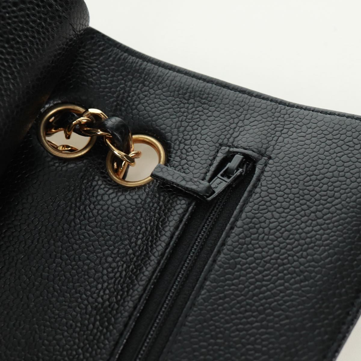 CHANEL Double Flap Double Chain Matelasse 23 Bag Caviar Skin CC Auth SK011SM
