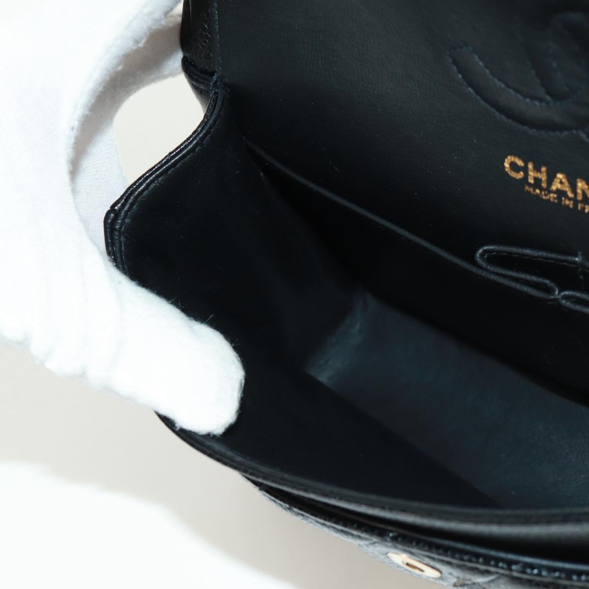 CHANEL Double Flap Double Chain Matelasse 23 Bag Caviar Skin CC Auth SK011SM