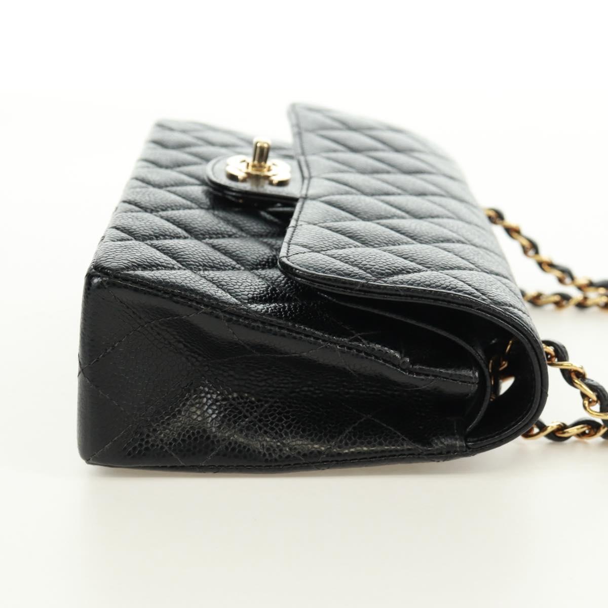 CHANEL Double Flap Double Chain Matelasse 23 Bag Caviar Skin CC Auth SK011SM