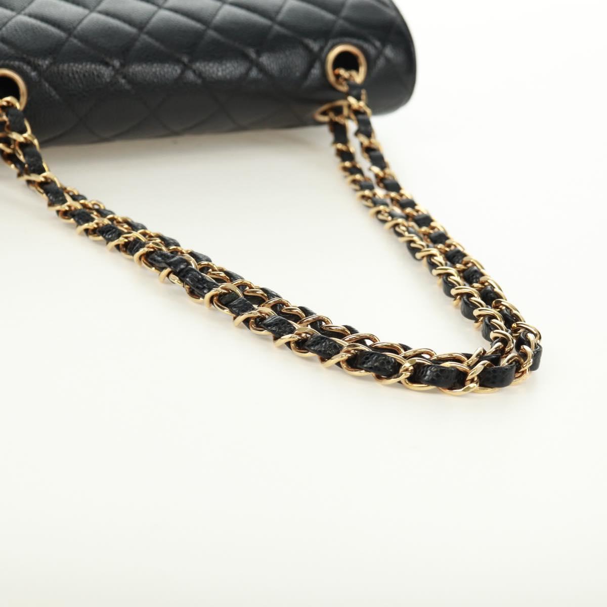 CHANEL Double Flap Double Chain Matelasse 23 Bag Caviar Skin CC Auth SK011SM
