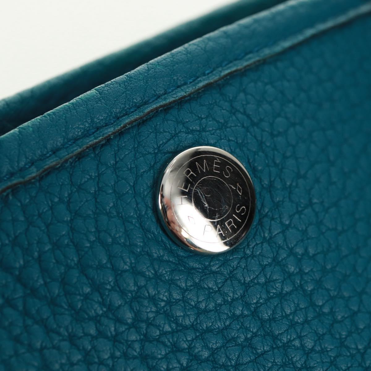 HERMES Garden Party TPM Hand Bag Vash Country Silver Corver Auth SK021SM