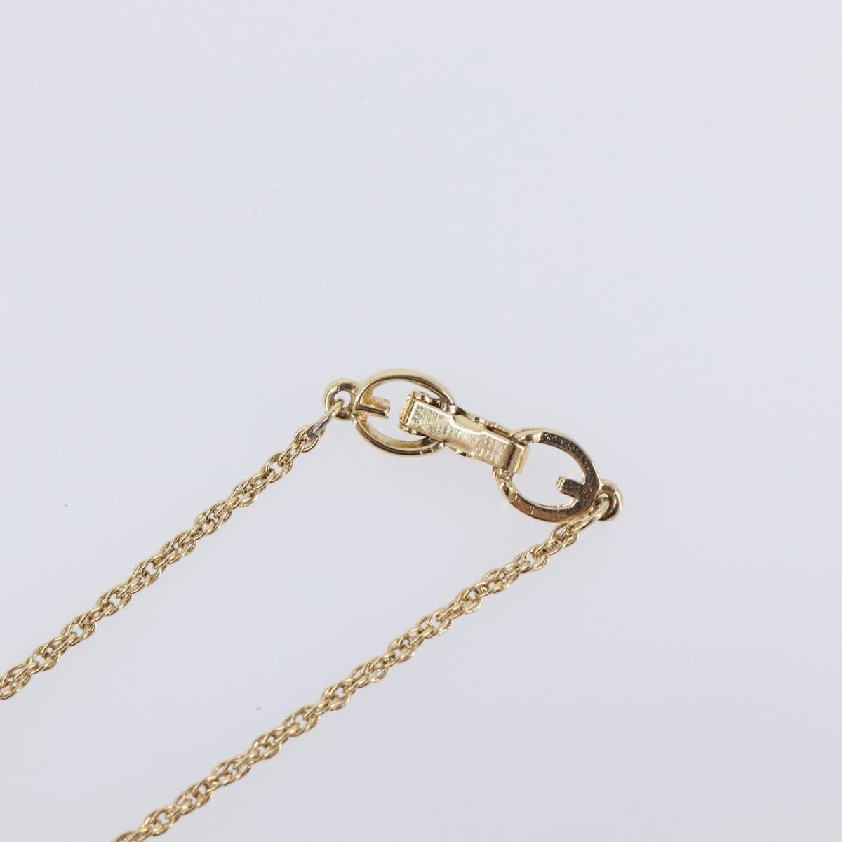 GIVENCHY Rhinestone Necklace Metal Gold Tone Auth SK142