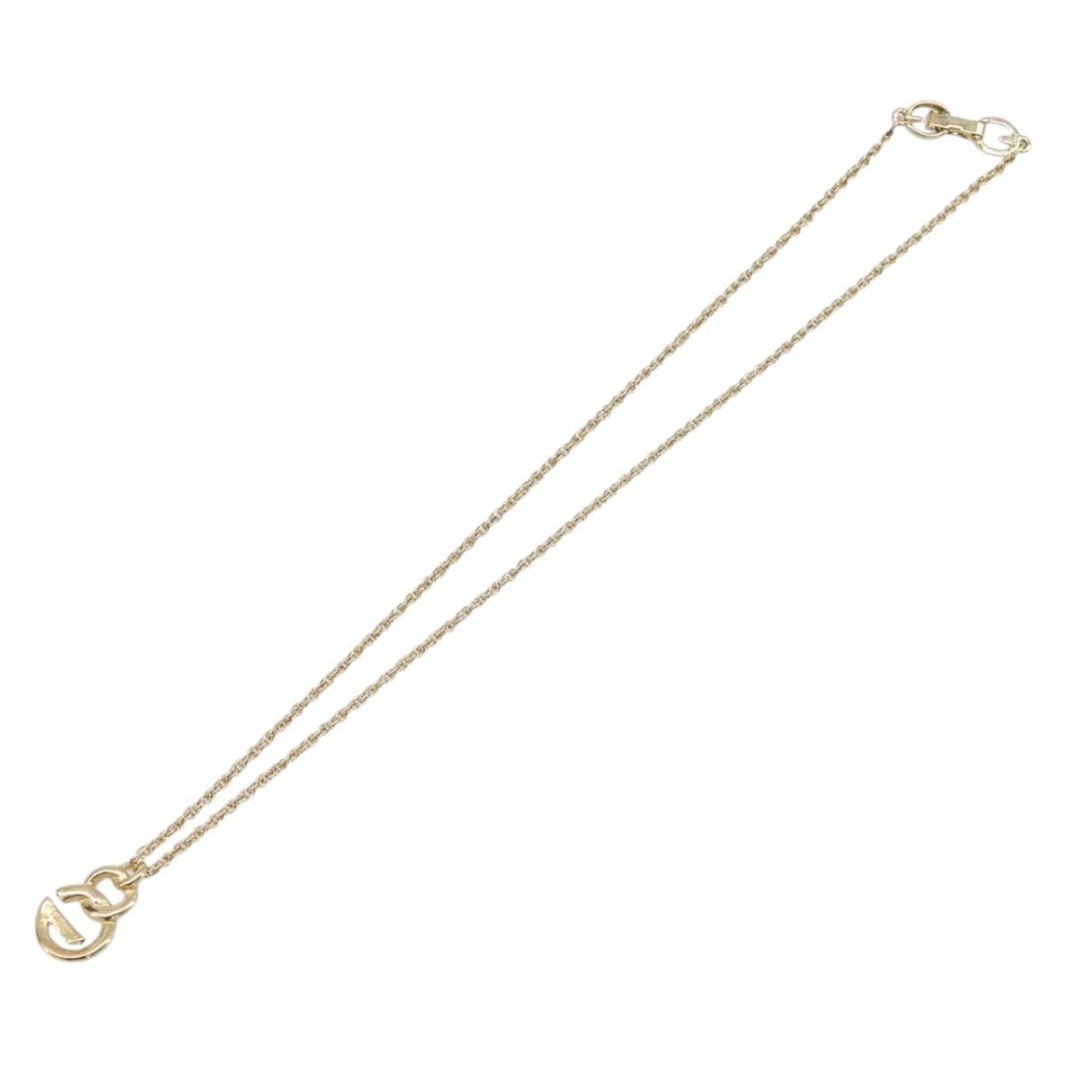 GIVENCHY Rhinestone Necklace Metal Gold Tone Auth SK142