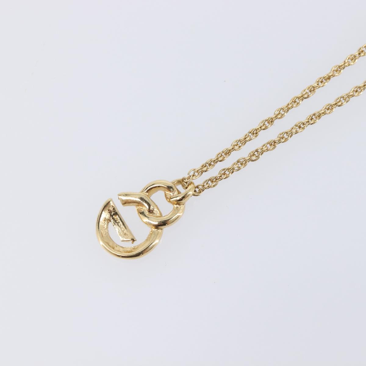 GIVENCHY Rhinestone Necklace Metal Gold Tone Auth SK142