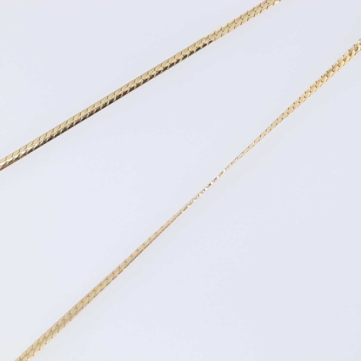 Christian Dior Rhinestone Necklace Metal Gold Tone Auth SK143
