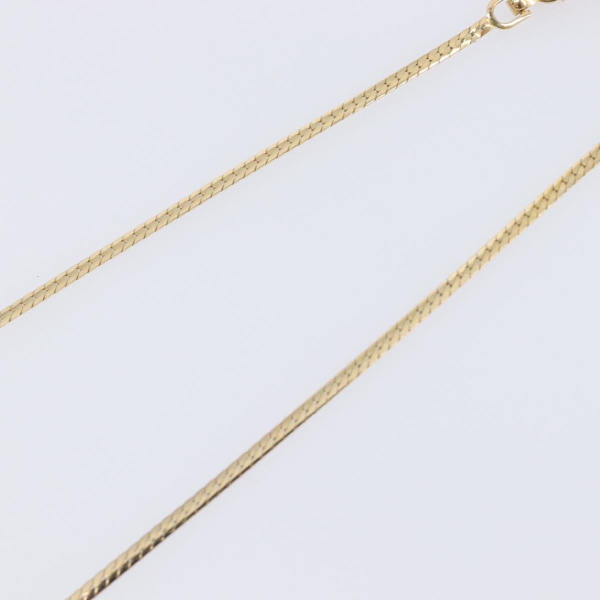 Christian Dior Rhinestone Necklace Metal Gold Tone Auth SK143
