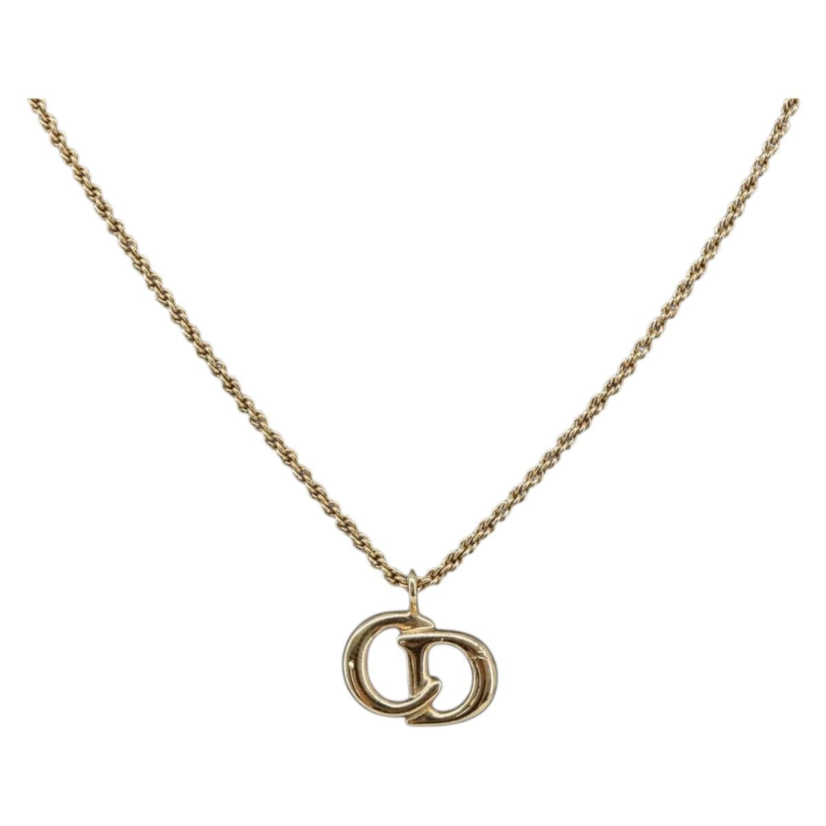 Christian Dior Necklace Metal Gold Tone Auth SK144