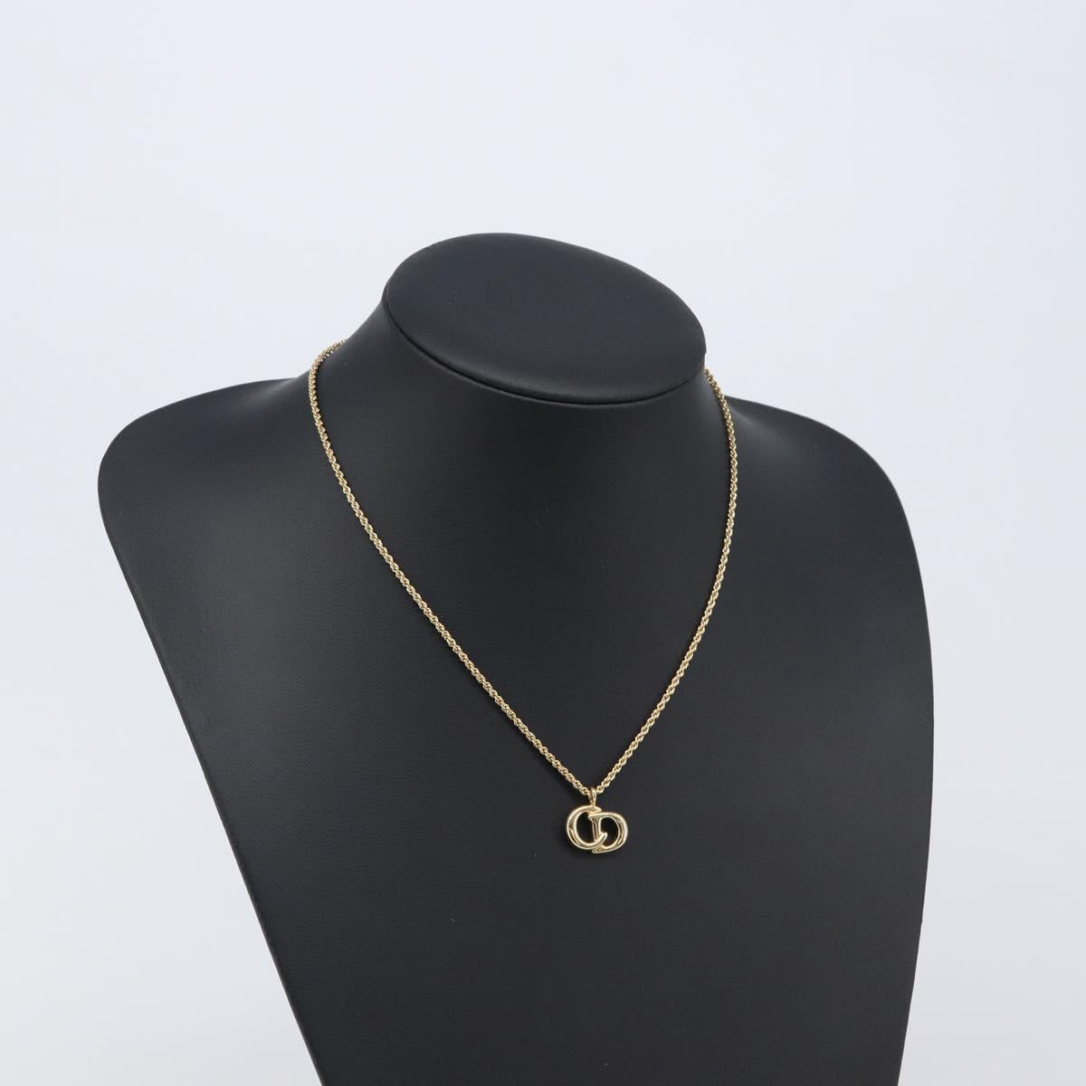 Christian Dior Necklace Metal Gold Tone Auth SK144