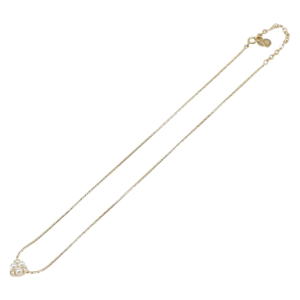 Christian Dior Necklace Metal Gold Tone Auth SK147V
