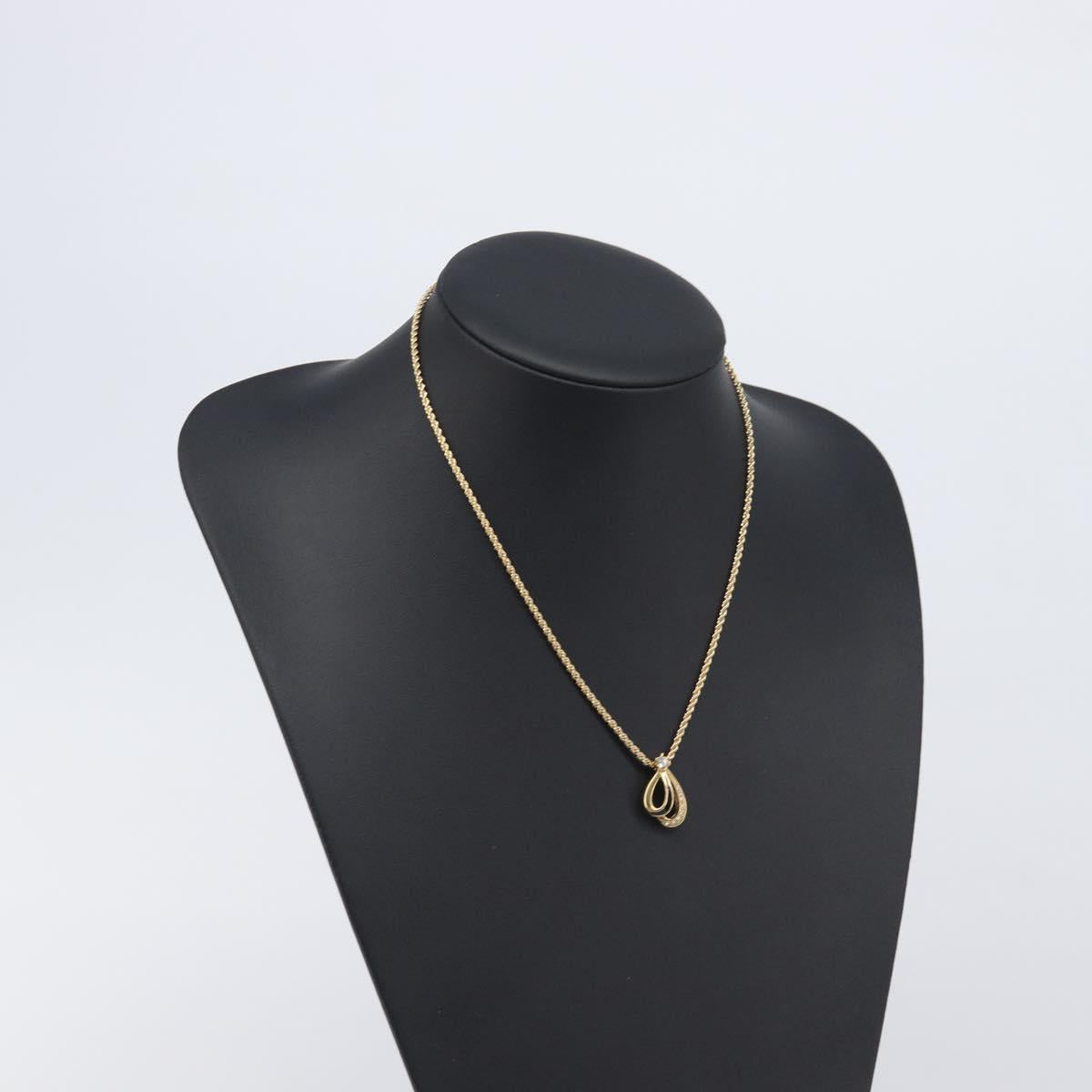 Christian Dior Teardrop Necklace Metal Gold Tone Auth SK149V