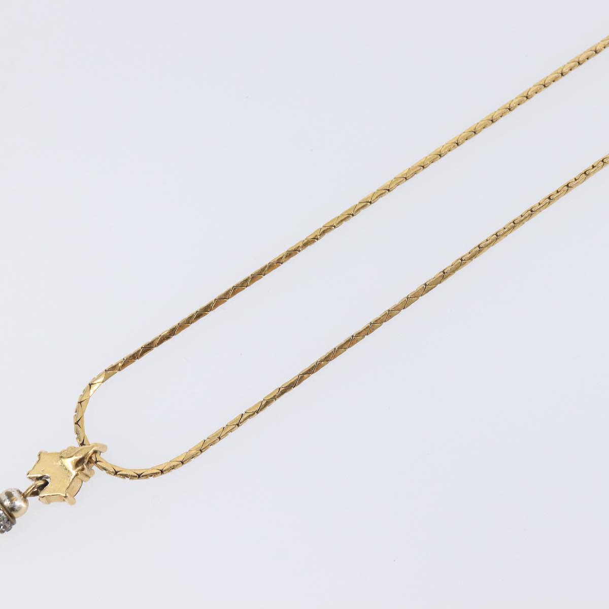 Christian Dior Bijoux Teardrop Necklace Metal Gold Tone Auth SK151