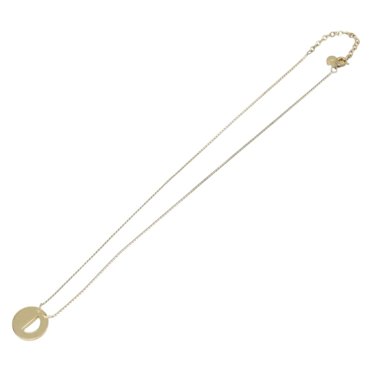 Christian Dior Rhinestone Circle Necklace Metal Gold Tone Auth SK155
