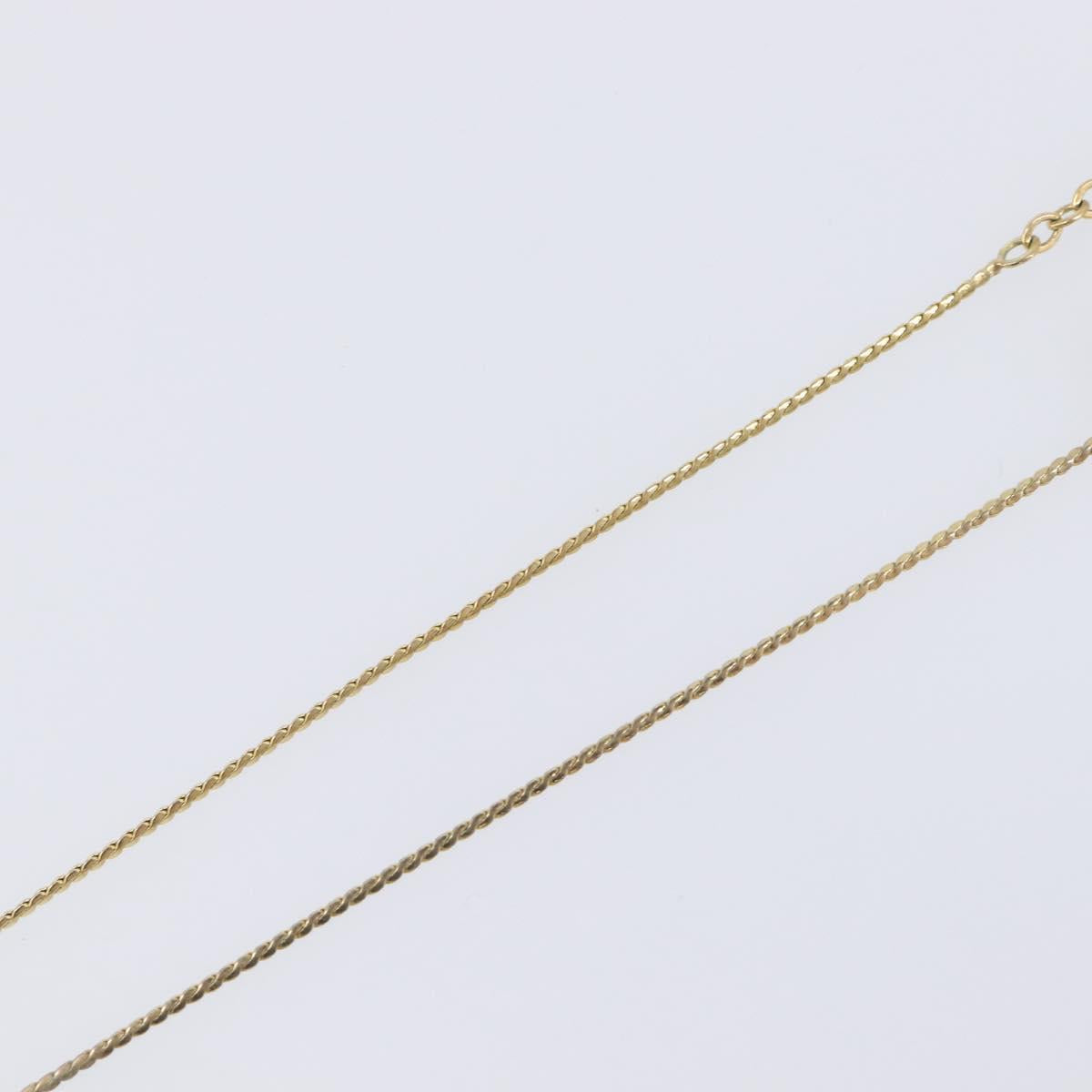 Christian Dior Rhinestone Circle Necklace Metal Gold Tone Auth SK155
