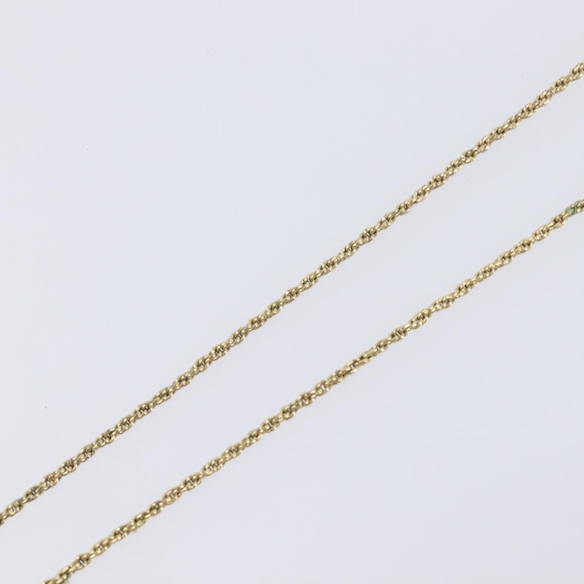 Christian Dior CD Logo Circle Necklace Metal Gold Tone Auth SK156